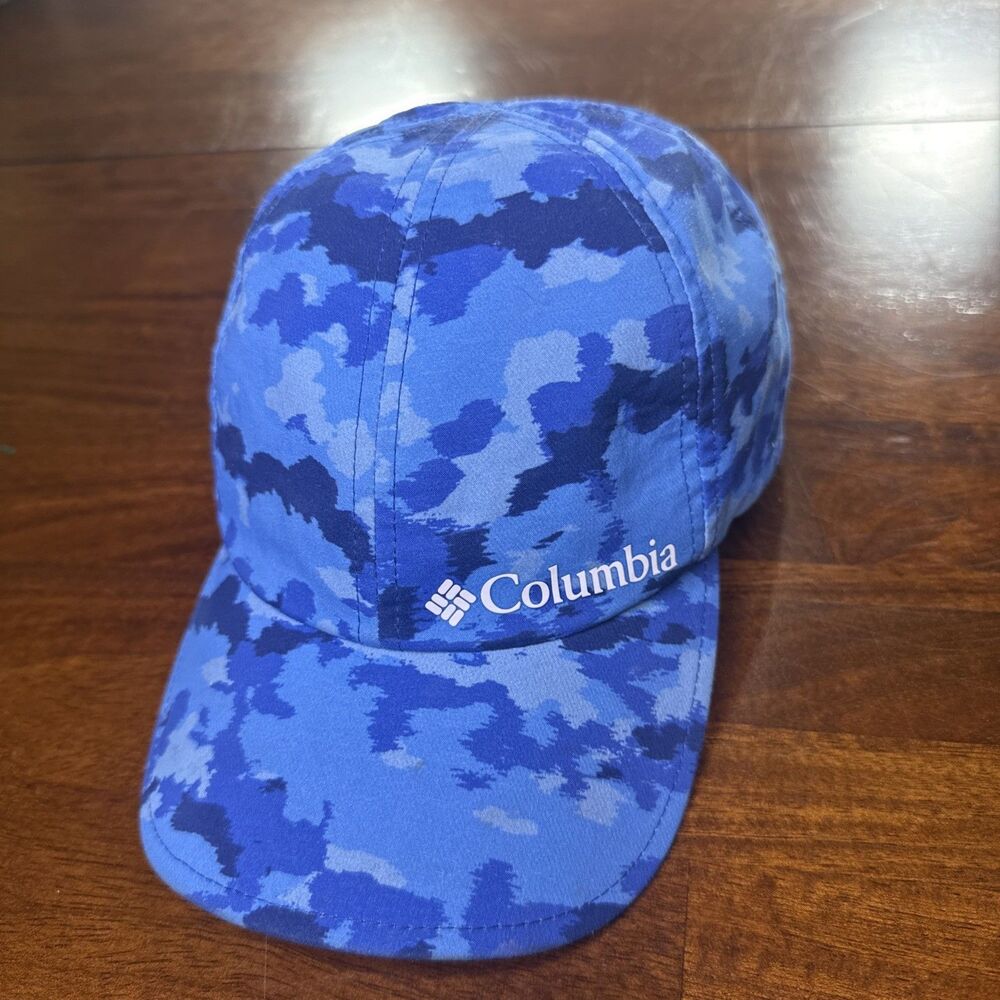 Columbia Blue Camo Youth Unisex Hat Strapback Cap Outdoor Adjustable Hiking